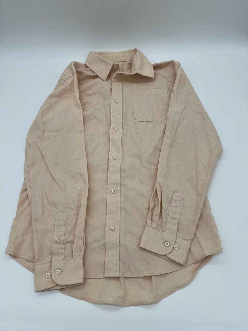 Cat And Jack Boys Button Down Tan Long Sleeve Shirt Sz XL 14